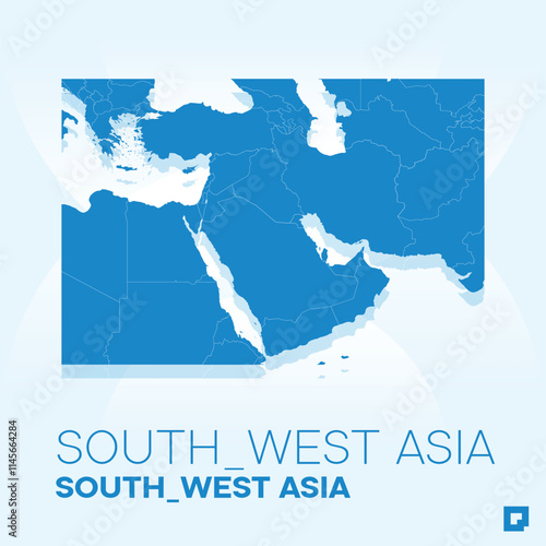 South West Asia vector map, Vector map of South West Asia, editable eps, AI files, Vector illustration of South West Asia vector map