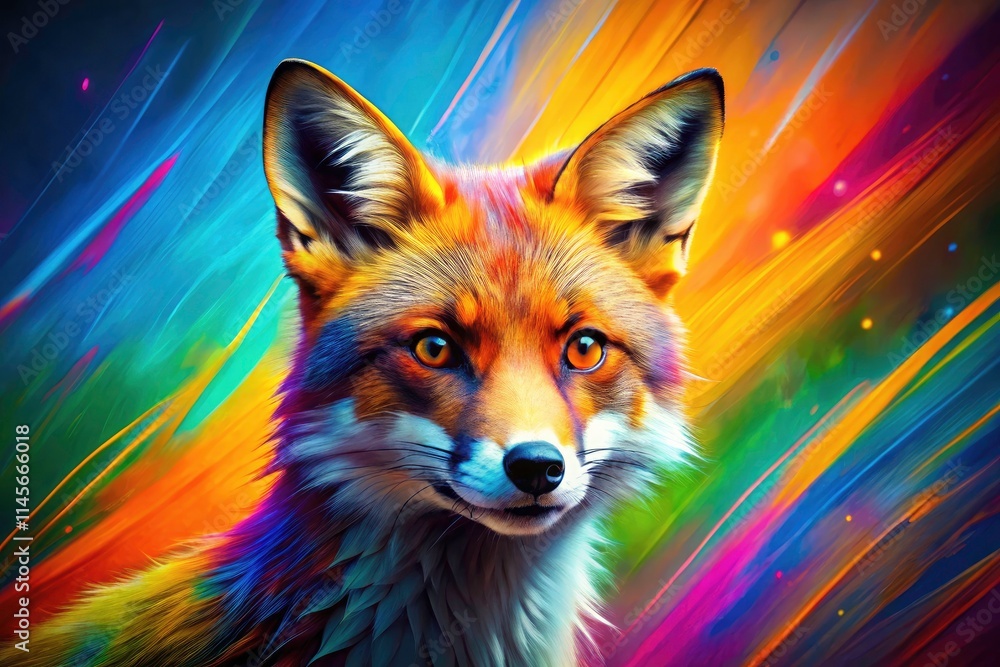 Colorful Fox Pop Art Double Exposure Animal Illustration, Vibrant Wildlife Art, Surreal Animal Portrait Colorful Fox Pop Art Double Exposure Animal Illustration, Vibrant Wildlife Art, Surreal Animal Portrait