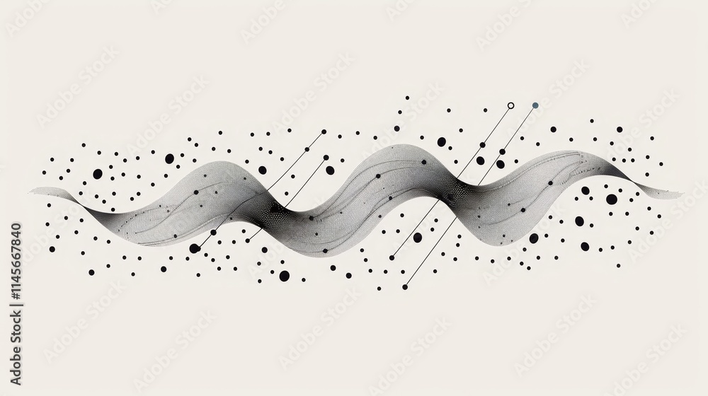 Abstract wave design featuring musical notes and geometric shapes against a light background Abstract wave design featuring musical notes and geometric shapes against a light background