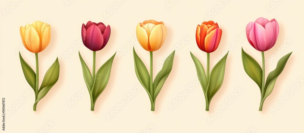 custom made wallpaper toronto digitalFreshly illustrated tulips in various colors arranged against a soft pastel background for springtime design and floral themes