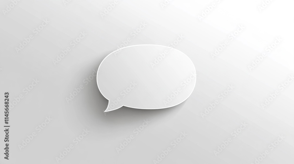 Blank White Speech Bubble on Silver Background - Minimalist Design Blank White Speech Bubble on Silver Background - Minimalist Design