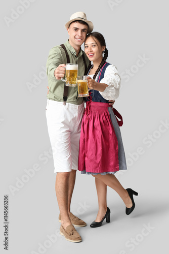 Young couple in traditional...