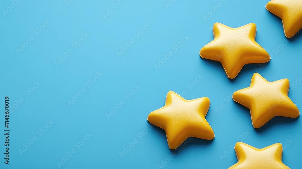 Five golden stars on a blue background symbolizing excellence and positive customer feedback for reviews and ratings. Five golden stars on a blue background symbolizing excellence and positive customer feedback for reviews and ratings.
