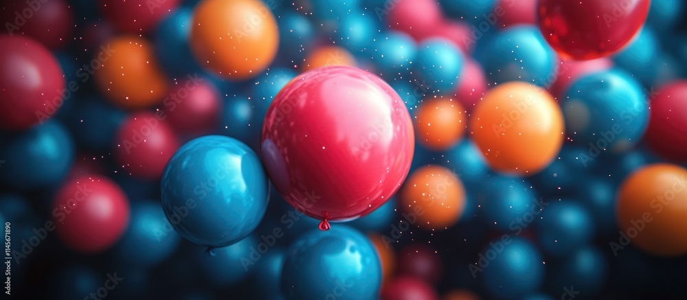 Colorful floating balloons in a dynamic composition with a mix of red, blue, and orange hues creating a festive atmosphere. Colorful floating balloons in a dynamic composition with a mix of red, blue, and orange hues creating a festive atmosphere.