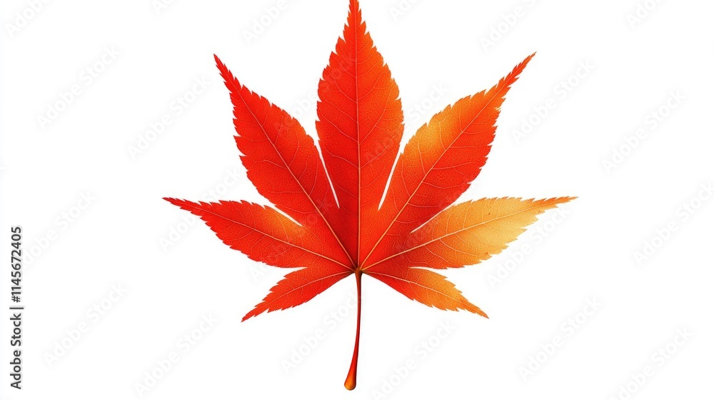 Vibrant red maple leaf on white background with clipping path for easy background replacement in design projects. Vibrant red maple leaf on white background with clipping path for easy background replacement in design projects.