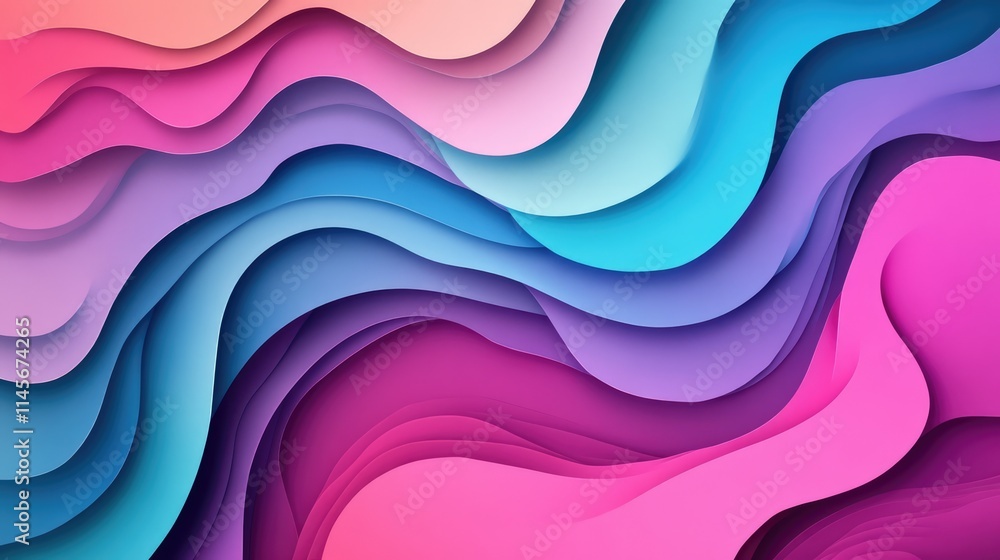 Colorful abstract wave pattern background in soft gradients of pink, blue, and purple perfect for creative design and art projects. Colorful abstract wave pattern background in soft gradients of pink, blue, and purple perfect for creative design and art projects.