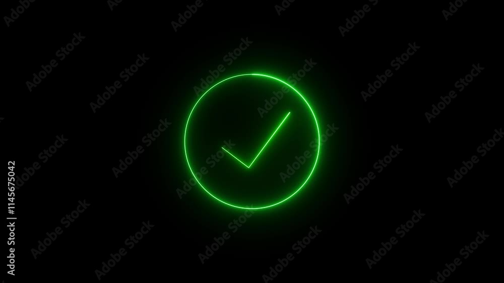 Neon Green Check Mark in Circle, Approved or Correct Symbol Neon Green Check Mark in Circle, Approved or Correct Symbol