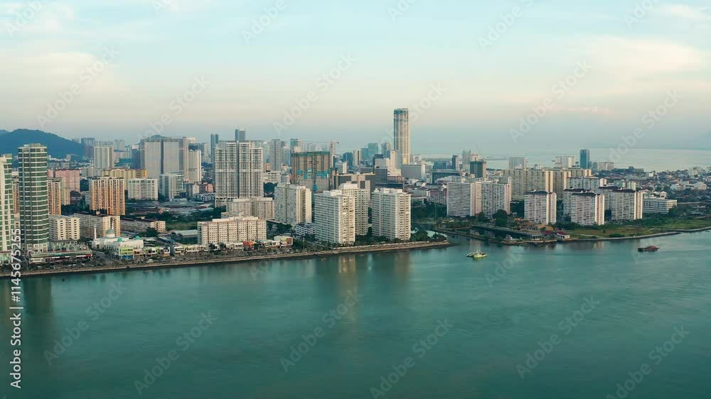 Penang Island aerial view, George Town, Malaysia Penang Island aerial view, George Town, Malaysia
