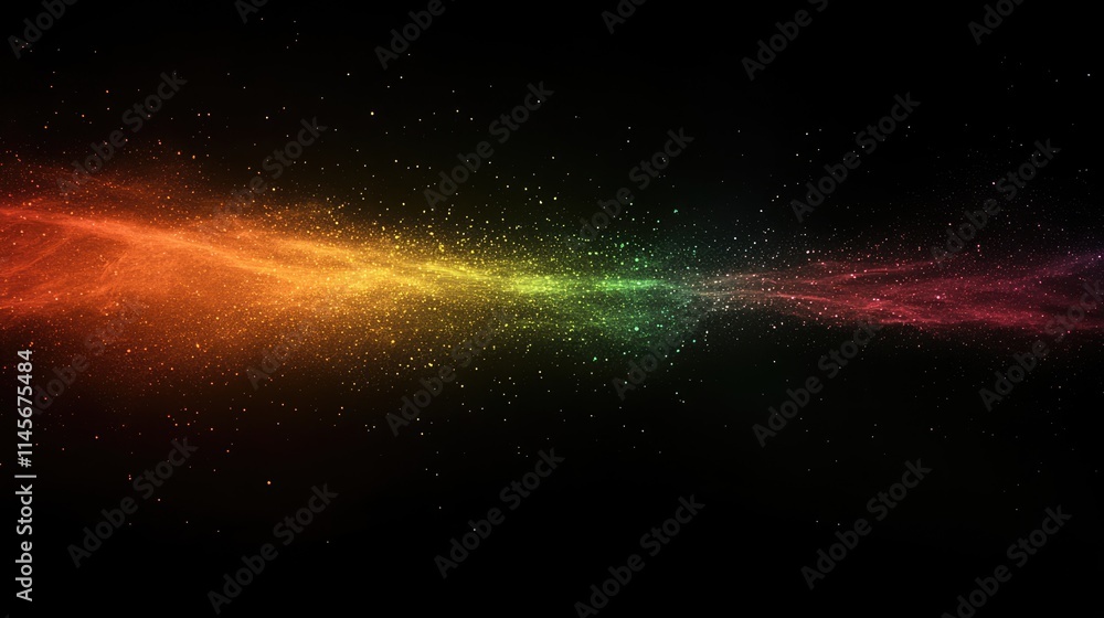 Fototapeta premium Colorful powder explosion creating a vibrant cloud on a dark background Abstract visual of particles dispersing for artistic design or wallpaper