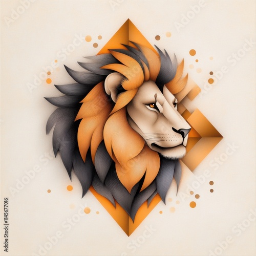 Cubist lion artwork digital art gallery graphic design vibrant environment artistic viewpoint modern concept photo