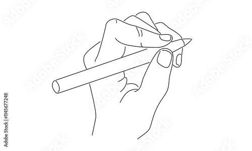 line art of hands writing letter