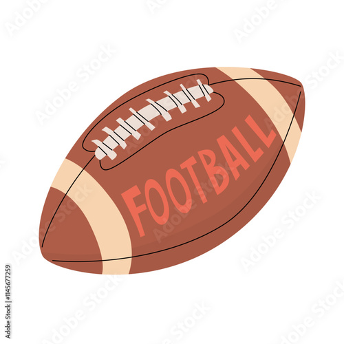 American football ball. Sports attributes. Sports equipment design. Vector illustration isolated on transparent background.