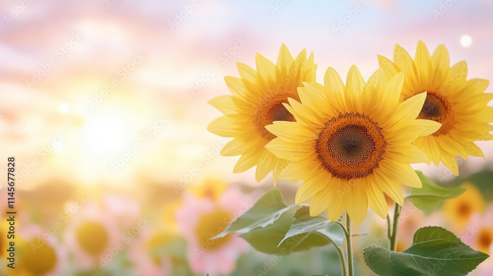 Sunflower blooming field at sunset nature photography vibrant environment peaceful view floral concept Sunflower blooming field at sunset nature photography vibrant environment peaceful view floral concept