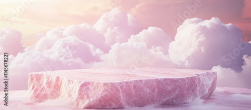 Wallpaper Mural Surreal pastel stone podium against a dreamy cloudscape perfect for beauty product showcases and summer promotional campaigns Torontodigital.ca