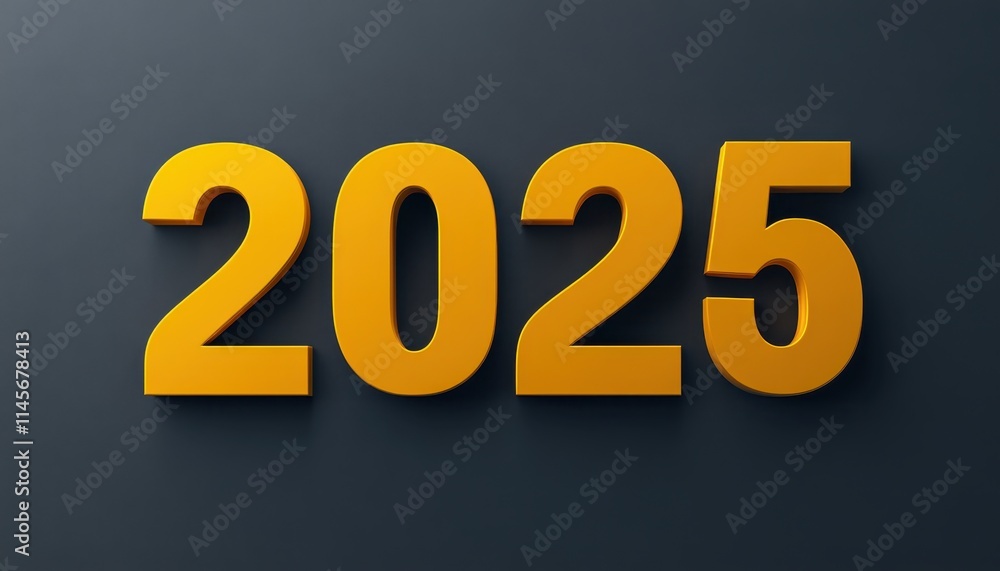 Golden Number Two Thousand Twenty Five on Dark Background Golden Number Two Thousand Twenty Five on Dark Background