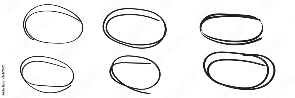 Hand drawn circle line sketch set. Vector circular scribble doodle round circles for message note mark design element. Pencil or pen graffiti bubble or ball draft illustration Hand drawn circle line sketch set. Vector circular scribble doodle round circles for message note mark design element. Pencil or pen graffiti bubble or ball draft illustration