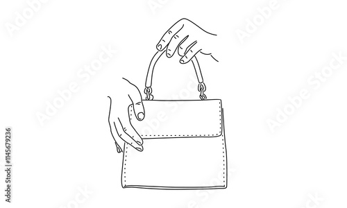 line art of handbag illustration