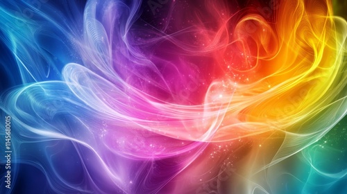 A vibrant abstract, background background featuring colorful swirling patterns and light effects.