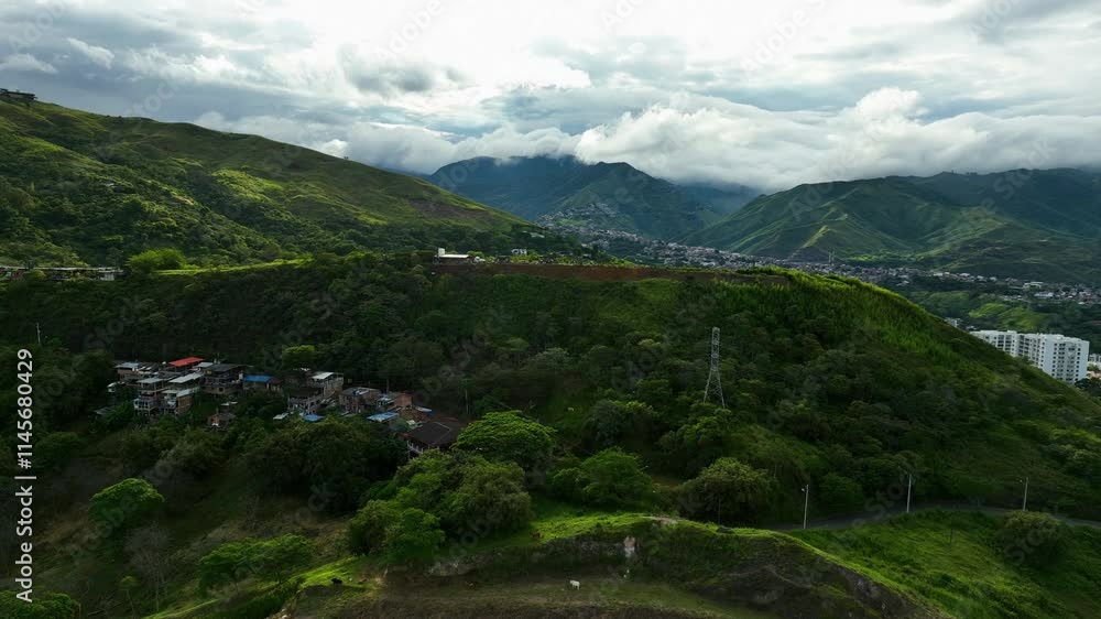 Aerial view around the Mirador viewpoint, cloudy day in Cali, Colombia Aerial view around the Mirador viewpoint, cloudy day in Cali, Colombia