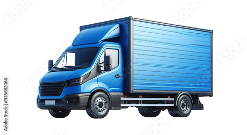 Blue semi truck isolated from transparent png empty background photo