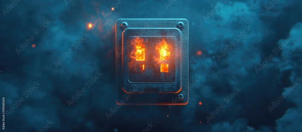 Burnt electrical power socket concept emphasizing electrical safety and overload protection in a dramatic visual setting Burnt electrical power socket concept emphasizing electrical safety and overload protection in a dramatic visual setting