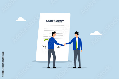 Business deal, Business partners shaking hands after finalizing the business contract agreement. 