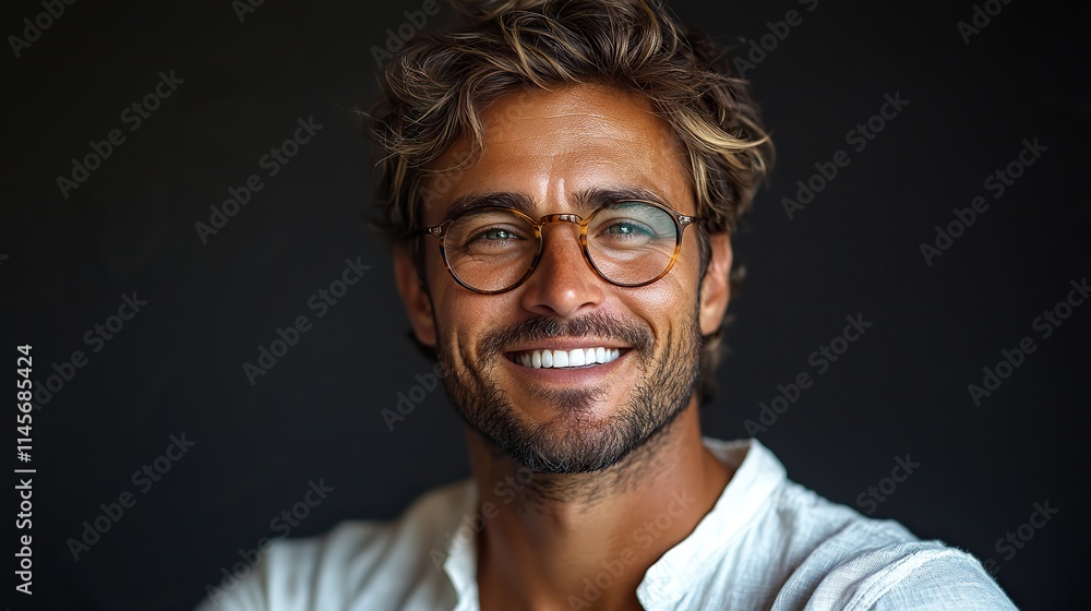 A smiling man portrait in a studio represents aesthetic confidence, luxury outfit, shirt fashion designer pride, banner, mockup for cool clothes, and elegant style. A smiling man portrait in a studio represents aesthetic confidence, luxury outfit, shirt fashion designer pride, banner, mockup for cool clothes, and elegant style.