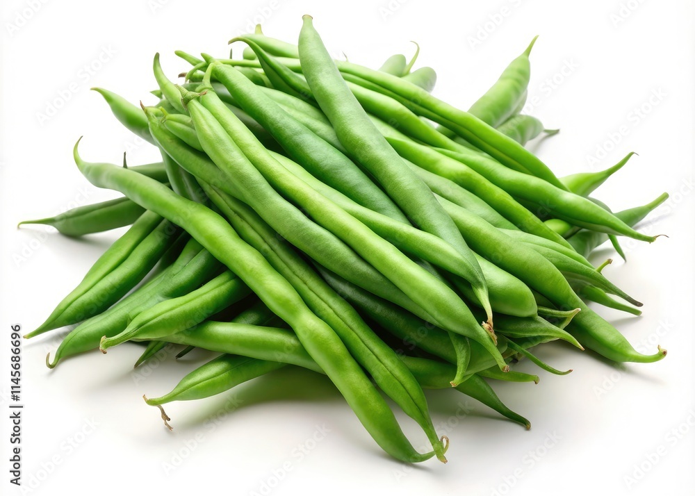 Minimalist Green Beans Photography: Isolated White Background Stock Image Minimalist Green Beans Photography: Isolated White Background Stock Image