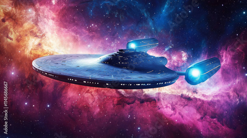 Spaceship Nebula Journey, Sci-Fi Adventure, Space Exploration