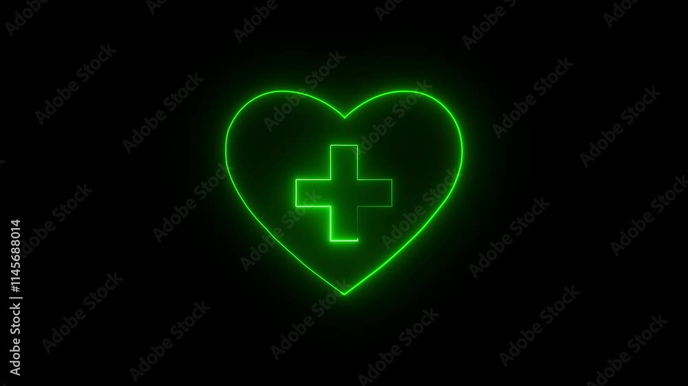 Neon Heart flame icon animation. neon love and plus icon. Neon Heart flame icon animation. neon love and plus icon.