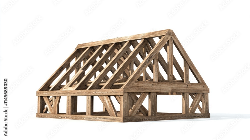 Timber Roof Trusses Wooden Framing Construction Structural Support for Residential Building Home Roofing Design Timber Roof Trusses Wooden Framing Construction Structural Support for Residential Building Home Roofing Design