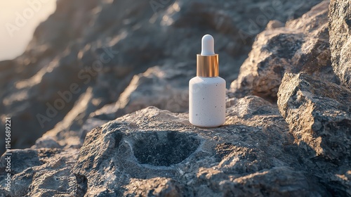 Minimalist Skincare Bottle Displayed on a Natural Stone Surface