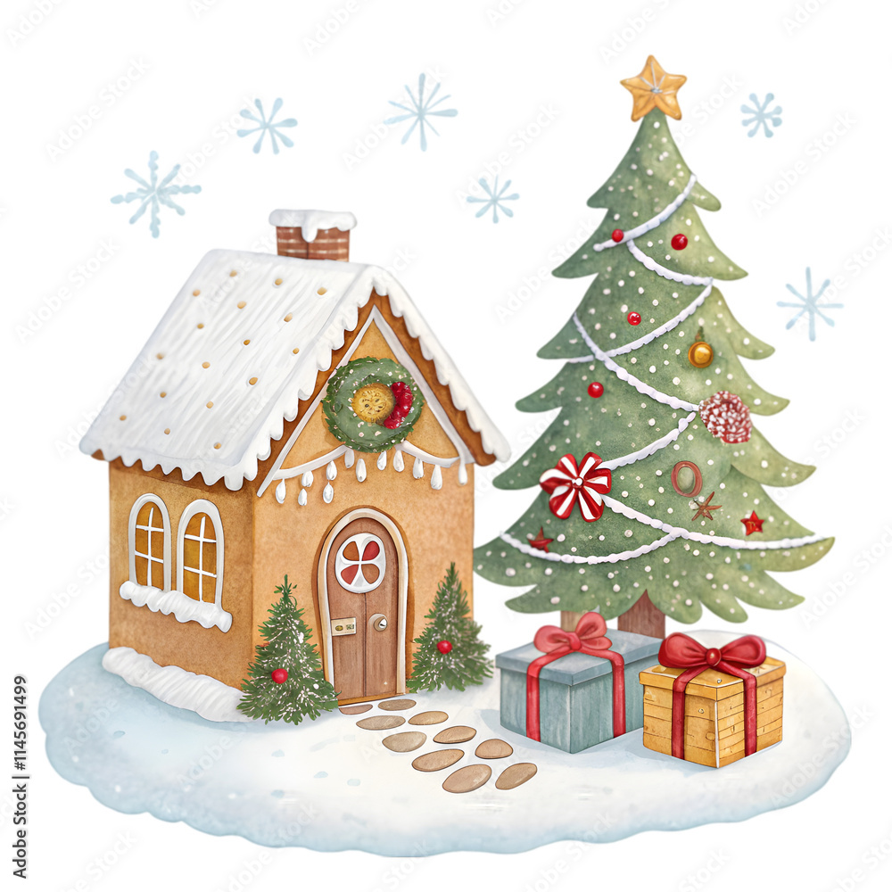 Fototapeta premium Gingerbread house collection in flat design