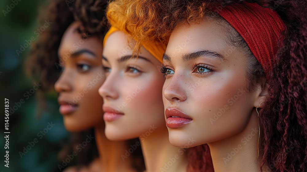 Obraz premium A studio closeup of diverse women represents skincare equality, empowerment, and inclusion in the beauty industry.