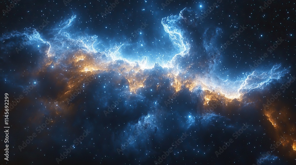 A stunning abstract galaxy with stars and nebulae showcases the beauty of astronomy and the cosmos, with a blue background representing the vastness of the universe. A stunning abstract galaxy with stars and nebulae showcases the beauty of astronomy and the cosmos, with a blue background representing the vastness of the universe.