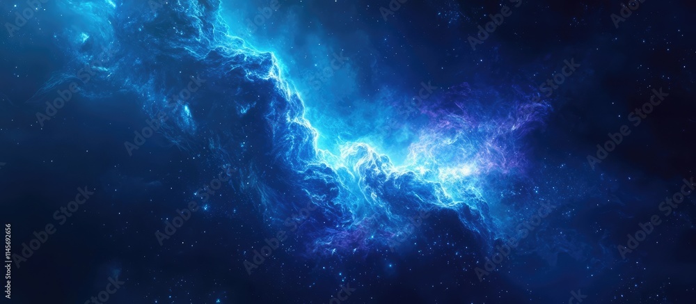 Obraz premium vibrant cosmic nebula with luminous hues of blue and purple in a starry nighttime sky