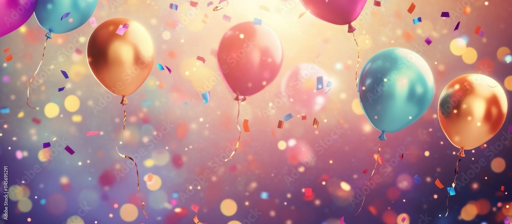 Festive celebration background with colorful balloons confetti and twinkling lights creating aæ¬¢ä¹æ°”æ°› for parties and events Festive celebration background with colorful balloons confetti and twinkling lights creating aæ¬¢ä¹æ°”æ°› for parties and events