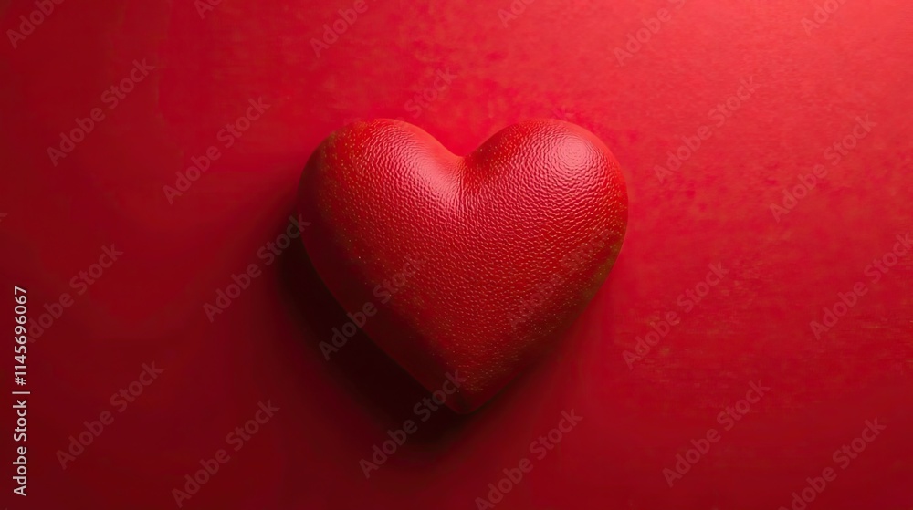 A crimson heart rests gently on a deep red background, a symbol of affection and love. A crimson heart rests gently on a deep red background, a symbol of affection and love.