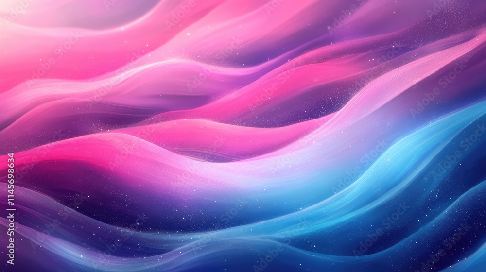 Abstract waves in vibrant pink and blue hues create a dreamy blurred background with a soft grainy texture for artistic designs. Abstract waves in vibrant pink and blue hues create a dreamy blurred background with a soft grainy texture for artistic designs.