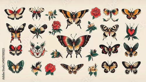 Vector Set Of Old School Tattoo Designs