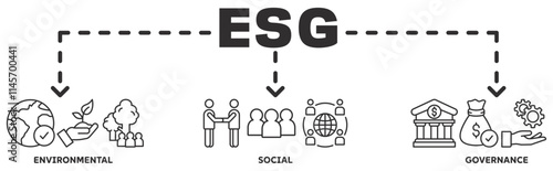 ESG banner web icon vector illustration concept with icon of environmental, social, governance