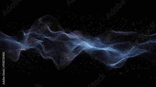 Abstract blue particle background. Flow wave with dot landscape. Digital data structure. Future mesh or sound grid. Pattern point visualization. Technology vector illustration.