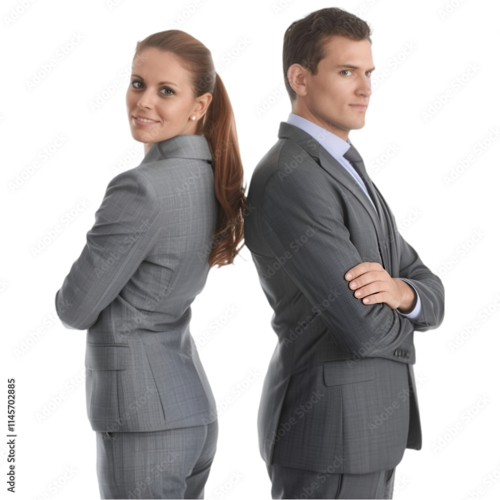 Business couple portrait on white background Business couple portrait on white background