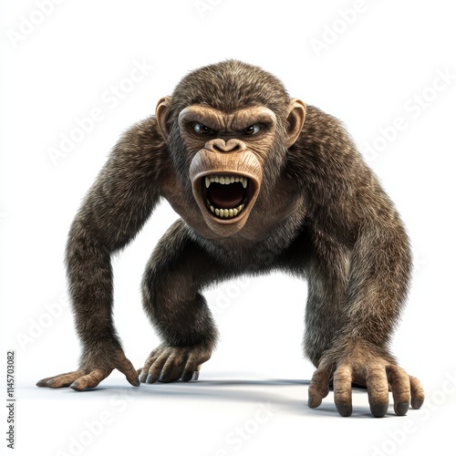 3D Monkey Isolated and White Background photo