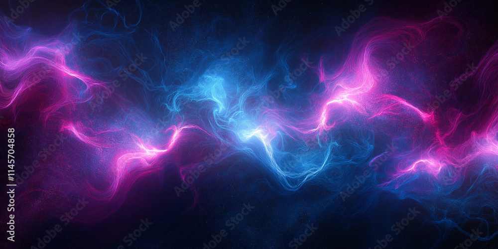 Obraz premium Swirling abstract neon background with glowing pink, blue, and purple hues creating a vibrant and energetic futuristic design