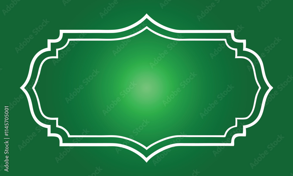 Elegant Green Islamic Frame with Ornate White Borders, Perfect for Religious Text or Decorative Banner Background Designs Elegant Green Islamic Frame with Ornate White Borders, Perfect for Religious Text or Decorative Banner Background Designs