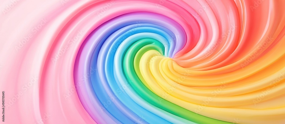 Colorful swirling rainbow pattern on a pastel pink background ideal for design projects and creative applications. Colorful swirling rainbow pattern on a pastel pink background ideal for design projects and creative applications.