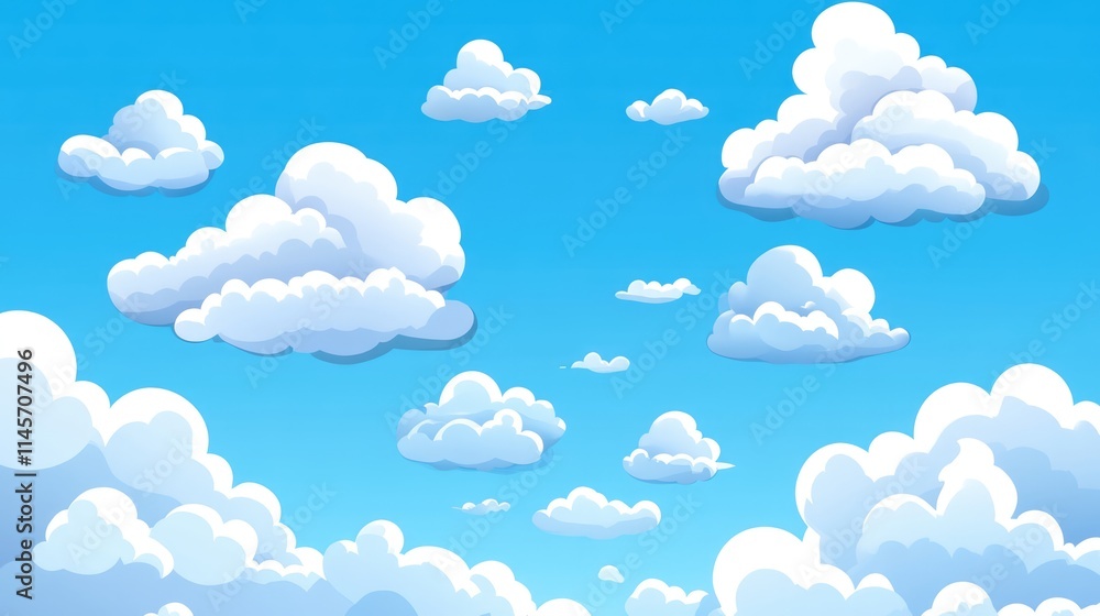Soft fluffy clouds against a bright blue sky ideal for backgrounds and creative design projects conveying tranquility and inspiration. Soft fluffy clouds against a bright blue sky ideal for backgrounds and creative design projects conveying tranquility and inspiration.