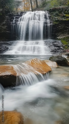 Waterfalls formed by mountain streams