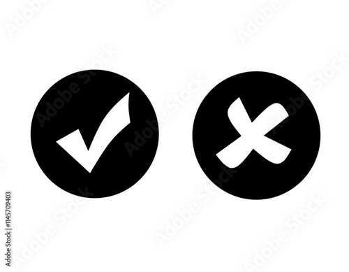 vector check mark and cross mark with trendy design. yes and no icon. right and wrong icon